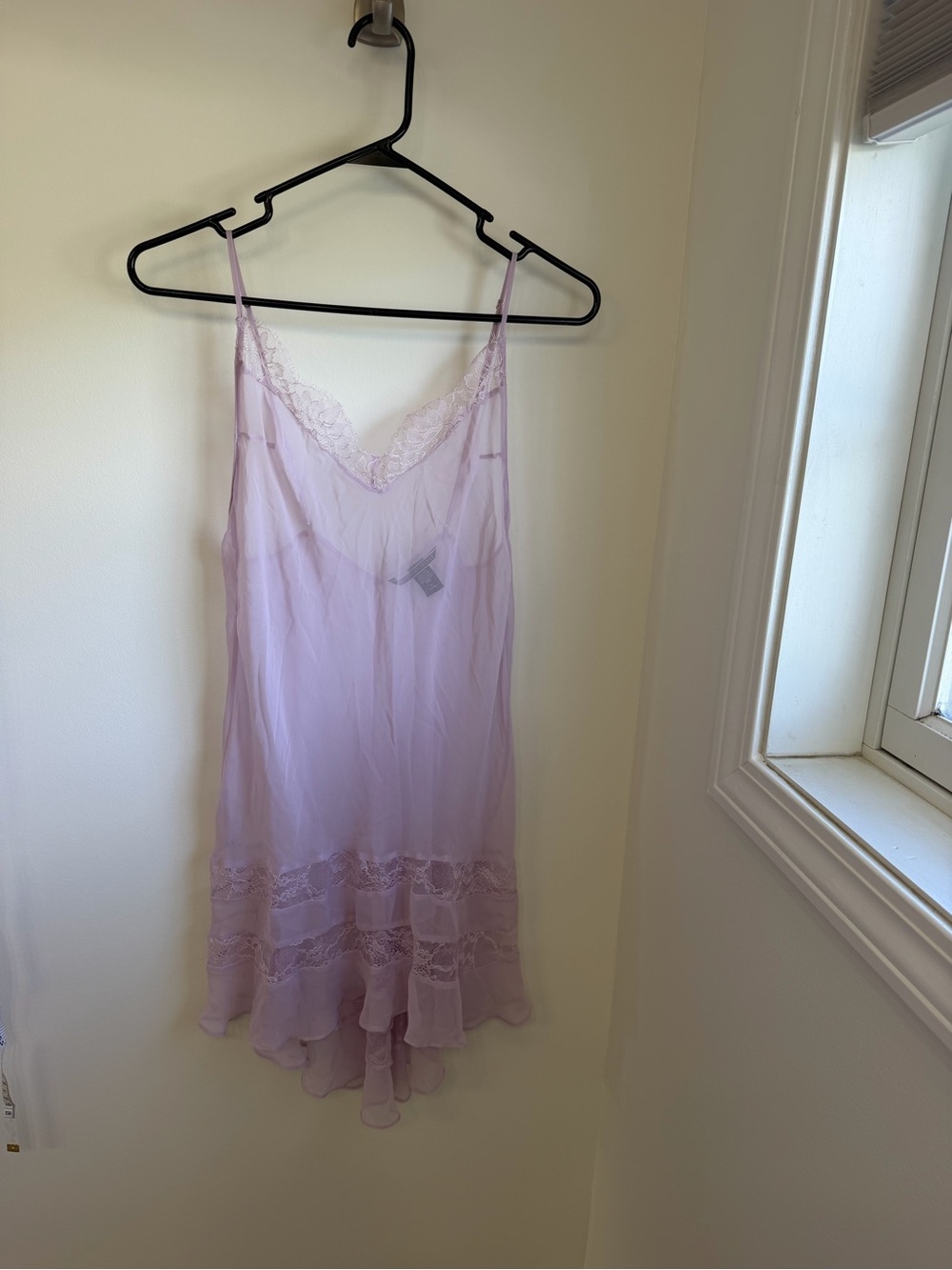 Victoria’s Secret VS medium Lace trim Sheer Slip Dress nightie lingerie lilac